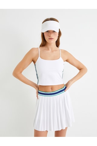 Koton Askılı Kısa Spor Atlet Yanları Çizgili Slim Fit Beyaz 4sak30058nk Beyaz