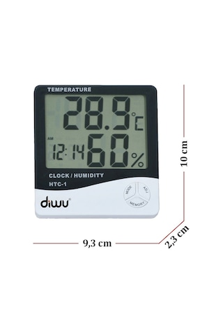 Diwu HTC-1 ve DC102 Termometre Nem Ölçer Saat Seti