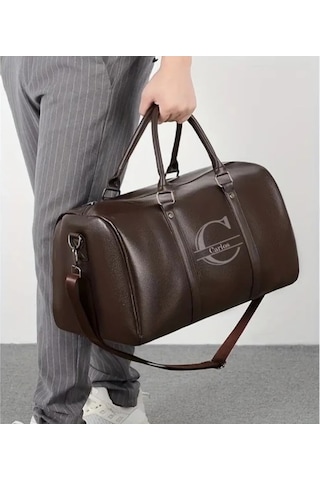 Sandwich Kişiye Özel Motion003 Spor Çantası İsimli Brown A-kahverengi Ayakkabı Bölmesi Açık Kahverengi