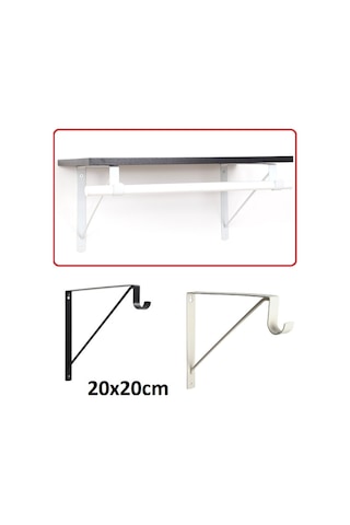 Depolife Raf Askı Tutucu Demir Askılık Duvar Ahşap Montajlı Metal 25X25