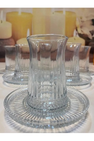 Müge 6'lı Cam Çay Tabağı Çay Tabak Altlığı -tg-2023 Diğer