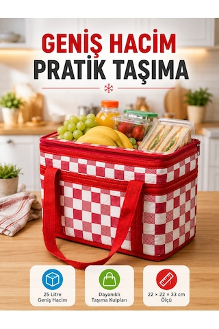 Isı Yalıtımlı Termos Piknik Çantası Geniş Hacimli Soğuk Ve Sıcak Taşıma Çantası Çr