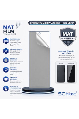 Galaxy Z Fold 2 Uyumlu Dış Ekran Mat Hidrojel Ekran Koruyucu