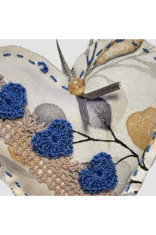 Uretti - Gamze 4416 - El Yapımı Kalpli Dantelli Lavanta Tanecikli Kese 13cm - Mavi