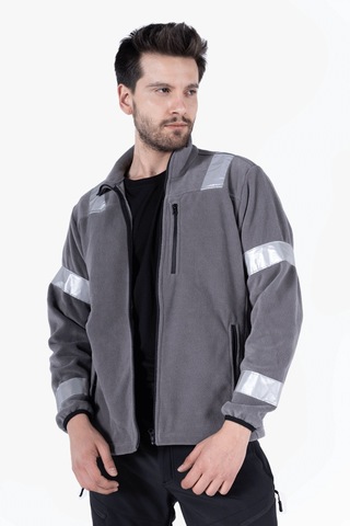 Omuz Ve Kol Reflektörlü Polar Gri