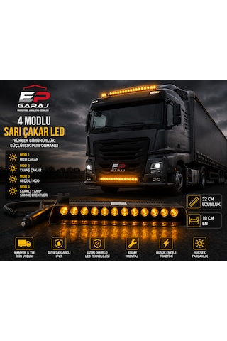 Üniversal Bütün Araçlara Uyumlu Ep Garaj 4 Modlu Sarı Çakar Led 0