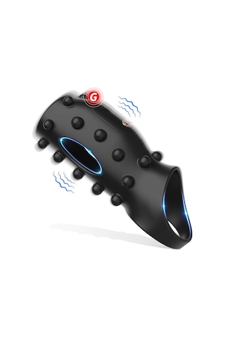 Carmine G Noktası Uyarıcılı Tırtıklı Titreşimli Modlu Penis Kılıfı