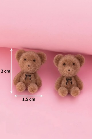 Sevimli Kahverengi Peluş Ayıcık Küpe Çok Renkli