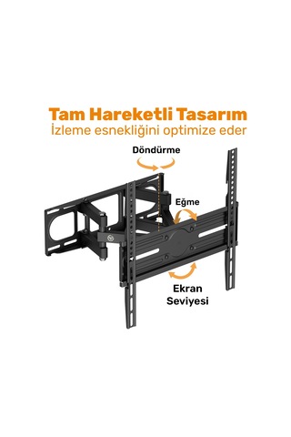 Npo Std85446 32"-75" Curved Tv Uyumlu Tam Hareketli Dönebilen Vesa Tv Duvar Askı Aparatı