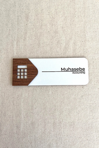 Muhasebe Kapı Tabelası Mdf Ofis Oda İsimliği 19x7 Cm Çift Katmanlı