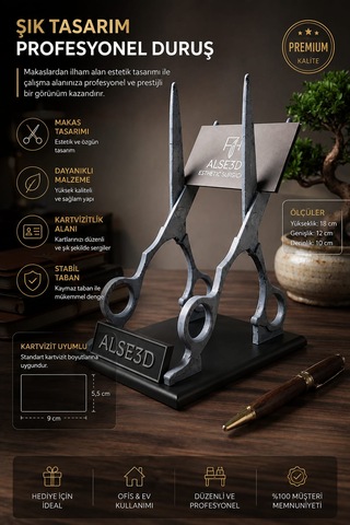 Makas Tasarımlı Kişiye Özel Premium Kartvizitlik & Kartlık