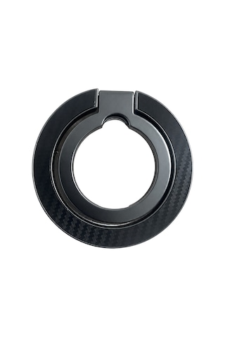 Zore Paris M162 Karbon Fiber Tasarımlı Magnetik Ring Standlı Telefon Tutucu Siyah