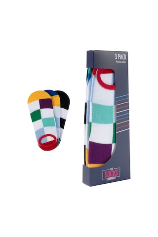 The Socks Company 3 Çift Özel Kutulu Erkek Görünmez Çorap 23SDCR153P Beyaz - Gri