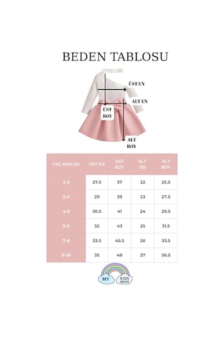 My Kids Wear Bayramlık Kız Çocuk Alt Üst Takım Beyaz-çok Renk