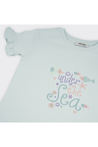 Kız Çocuk Deniz Kabuğu Desenli 3'lü Set Pijama Takımı Mint 2411gk39001-4348 001