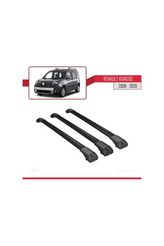 Renault Kangoo 2008-2020 Arası İle Uyumlu Ace-1 Ara Atkı Tavan Barı Siyah 3 Adet Bar