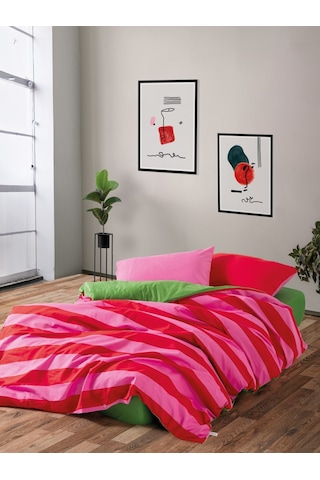 Cozy Home Popping Colors Tek Kişilik Lastikli Çarşaflı Nevresim Takımı Cherie Yeşil