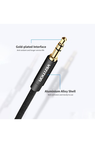 Geeroyoo Vention 3.5mm Aux Kablo - Yüksek Kaliteli Hıfı Ses İçin Araç Ve Cihaz Bağlantısı 3 Metre