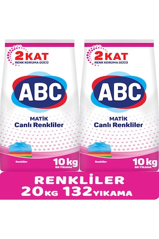 Abc Matik Toz Çamaşır Deterjanı 20Kg (2PK*10KG) Canlı Renkler