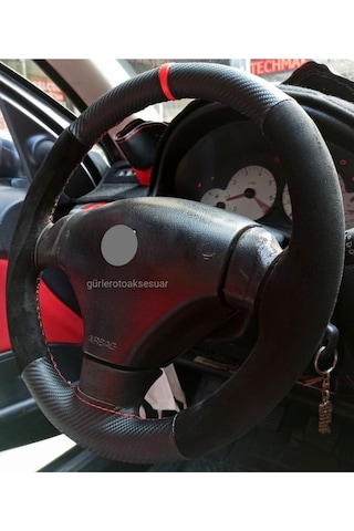 Peugeot 207 Alkantra-Karbon Yüzüklü Direksiyon Kılıf