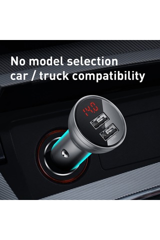 Tüm Metal Çift 24w 4.8a Hızlı Usb Şarj Cihazı Led Otomatik Araç Şarj Rekl Gümüş-çin