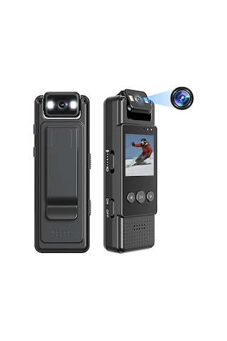 Geeksen Siyah Wıfı Mini Gönüllü Kamerası - 1080p Full Hd, 180 Döner Lens, Gece Görüşü, Hareket Algılama, Dahili Pil