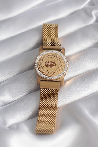 Dodes Dodes 316l Çelik Gold Renk Mıknatıslı Hasır Zirkon Taşlı Çeyrek Altın Model Kadın Bileklik Tg2 Çok Renkli