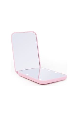 Vkemall Led Işıklı Çift Taraflı El Aynası, 2x Büyütme Özelliği, Pilli, Taşınabilir, Beyaz, Günlük Kullanıma Ideal 85x64x12.5mm Beyaz