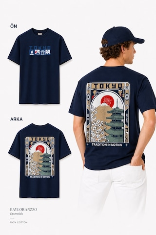 Bayloranzzo Tokyo City %100 Pamuk Heavy Cotton Premium Kalite Unisex Tişört Lacivert