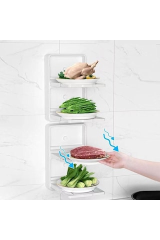 Pazly Bej Mutfak Geri Çekilebilir Sebze Rafı, Plastik Katlanabilir Bulaşık Tepsisi, Duvara Monte Depolama Rafı Bej