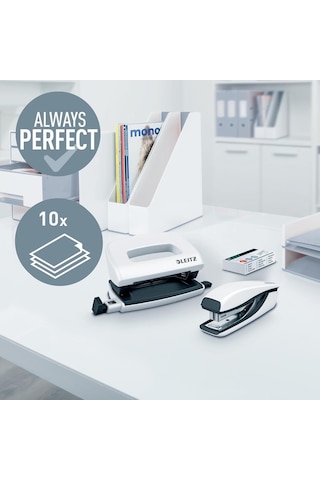 Leitz Nexxt Mini Delgeç Ve Zımba Seti, 10 Sayfaya Kadar, P2 No. 10 Zımba Teli, İnci Beyazı, Wow, 55612001 Genel