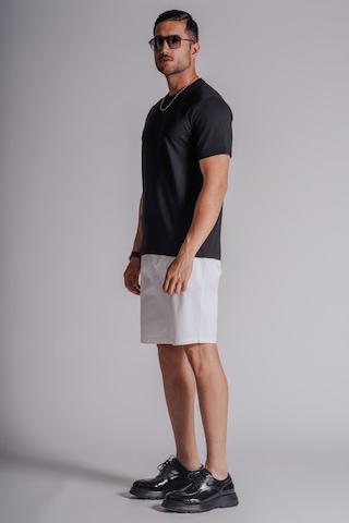 Braccas Erkek Yandan Cepli Klasik Bel Relaxed Fit Chino Şort Beyaz Beyaz