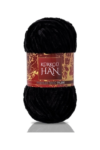 Kürkçü Han Kadife 100 G 95 M Örgü İpi Khkad Siyah
