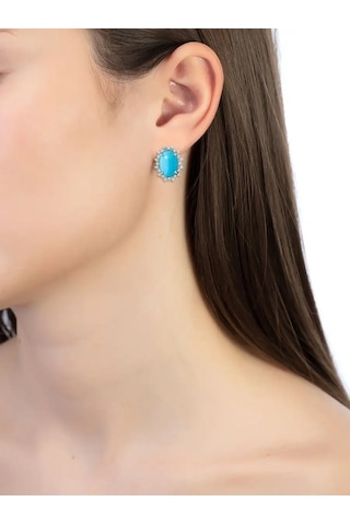 Lamponi 925 Ayar Gümüş Büyük Taşlı Küpe 113455504 Diğer