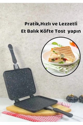 Leony Döküm Granit Ocak Üstü El Tost Makinesi 25 x 18 CM