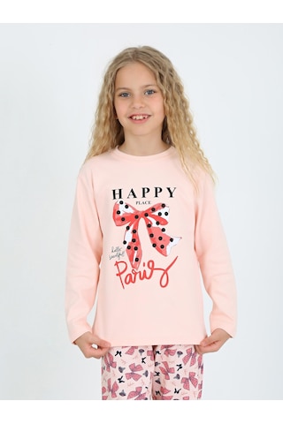 Kız Çocuk Uzun Kollu %100 Pamuklu Pijama Takımı Place Paris SOMON