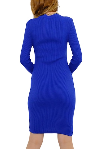 Bisiklet Yaka Elbise Saks