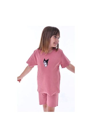 Ribana Beybi Overlok Detaylı Kuromi Nakışlı Alt-üst Takım Kiremit