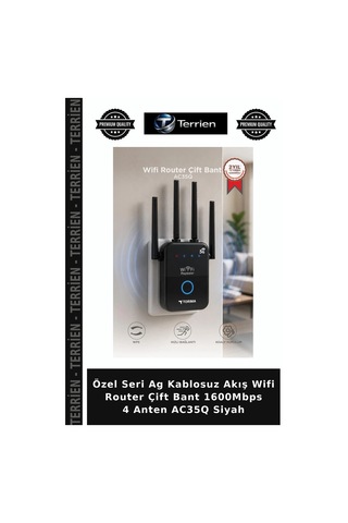 Özel Seri Ag Kablosuz Akış Wifi Router Çift Bant 1600mbps 4 Anten Ac35q Siyah