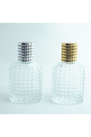 Ferdenferda 25 Adet Boş Cam Parfüm Şişe 50 ML Oval Noktalı Kristal Model Şeffaf