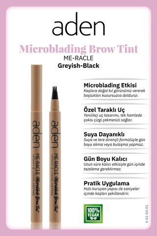 Aden Me-racle Microblading Brow Tint - Microblading Kaş Tinti Greyish-black Grimsi Siyah 0