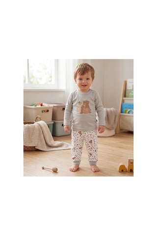 Mother Love %100 Organik Bebek Pijama Takımı 3 - 36 Ay Gri