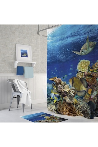 Zethome Tropik Aquarium Banyo Duş Perdesi Tek Kanat 1X180X200 Çok Renkli