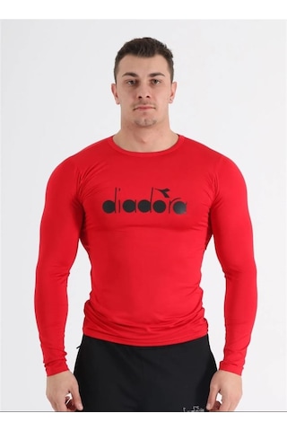 Diadora Soloben - Erkek Kırmızı Uzun Kollu Spor T-Shirt - Tsrt-Zn