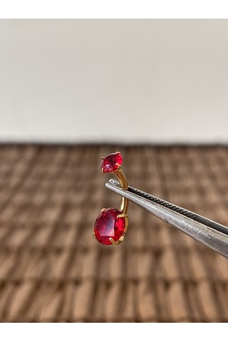 Yüksek Kalite G23 Titanium Kırmızı Parlak Zirkon Taşlı Titanyum Göbek Piercingi Taş 10mm DUMMY 236120573 429