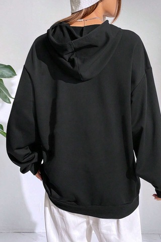 Unisex Oversize Brooklyn Baskılı Sweatshirt Siyah