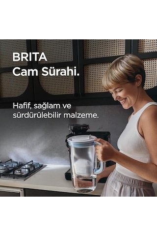 Brıta Cam Su Arıtma Sürahisi 1x Maxtra Pro Pure Performance Filtreli - Açık Mavi 2,5l