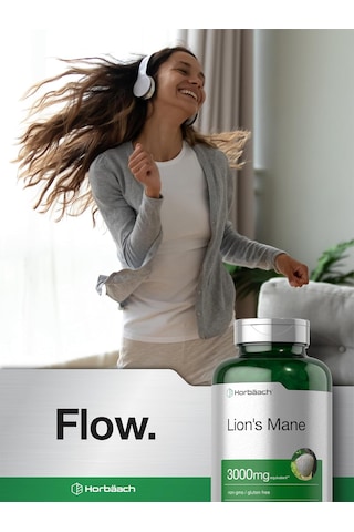 Horbäach Lions Mane Mushroom 3000mg 80 Absorbable Softgels Aromasız