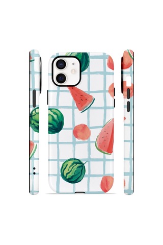 Apple iPhone Uyumlu 11 Vorian Çift Katmanlı Magsafe Kılıf Watermelon Grid