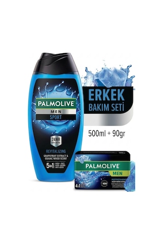 Palmolive Sport Erkek Duş Jeli 500 ML + Naturals Erkek Sabun 90 G + Seyahat Kiti